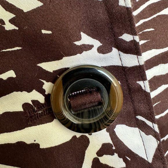 Coldwater Creek NEW Palm Print Jacket Short Sleeve Brown White 2 Button Size 14 - Picture 10 of 14